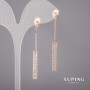 Xuping Earrings with White Stones 4x53mm 18K Gold Plated