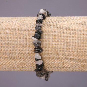 Rutilated Quartz Chip Bracelet on Elastic Cord, Diameter 7(+-)mm, Length 18cm