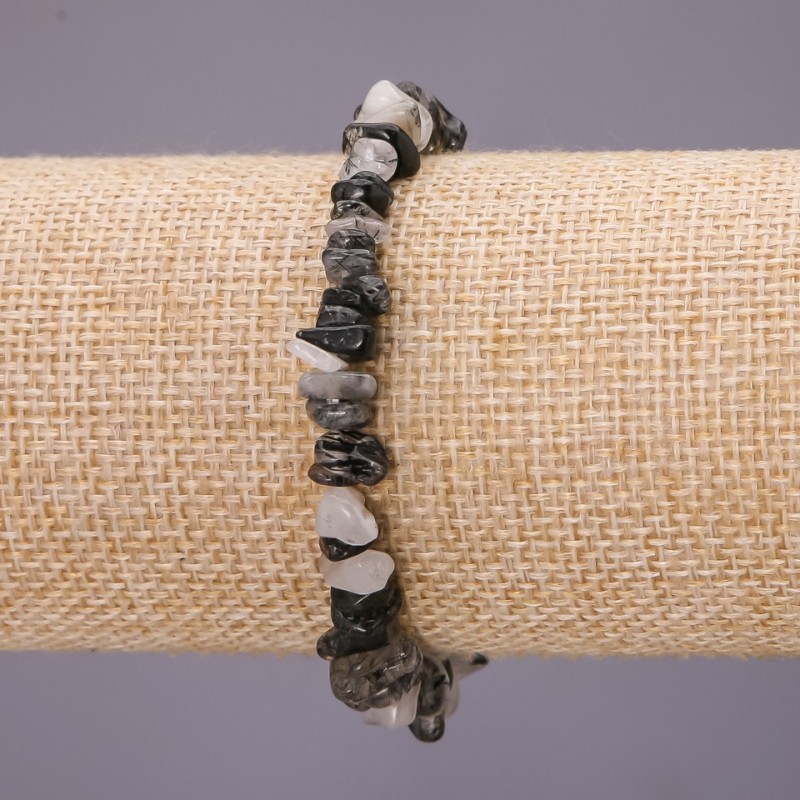 Rutilated Quartz Chip Bracelet on Elastic Cord, Diameter 7(+-)mm, Length 18cm