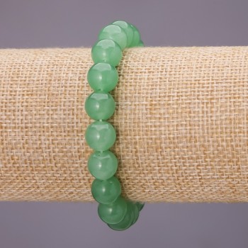Jade Bracelet on Elastic Cord, Smooth Bead, Diameter 10(+-)mm, Length 18cm