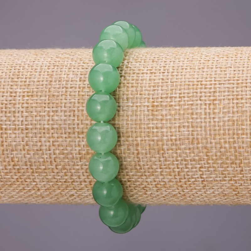 Jade Bracelet on Elastic Cord, Smooth Bead, Diameter 10(+-)mm, Length 18cm
