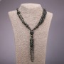 Clearance Black Agate Necklace with Czech Crystal Pendant, 58cm+11cm