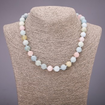 Natural Morganite Necklace, Smooth Bead, 10(+-)mm, 45cm