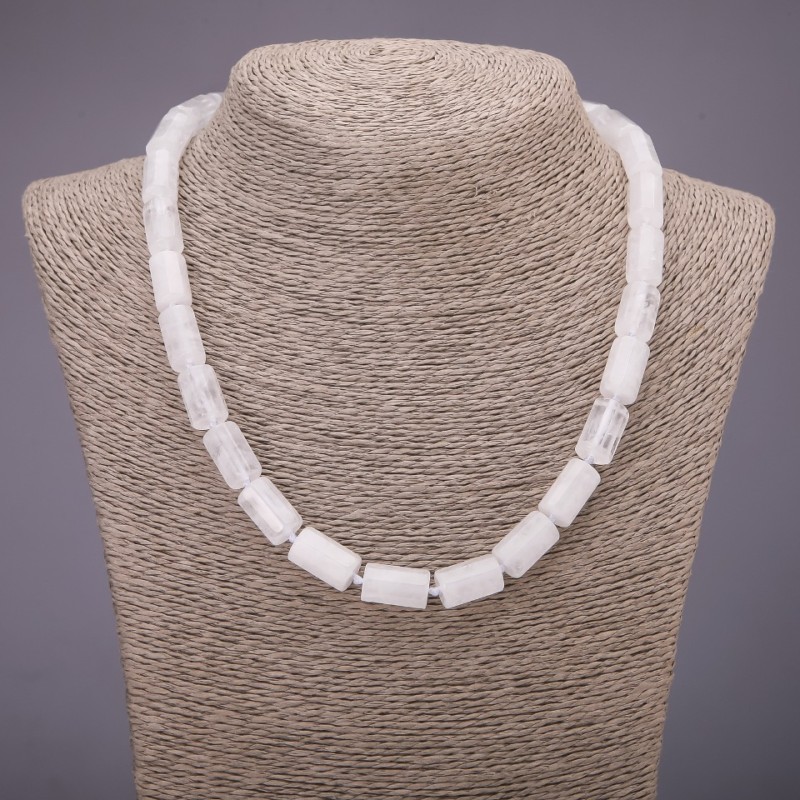 Natural Rock Crystal Faceted Necklace, 10x15(+-)mm, 48cm