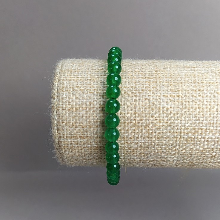 Natural Chrysoprase Bracelet, Smooth Bead, Diameter 6mm(+-), Elastic Cord, Circumference 18cm