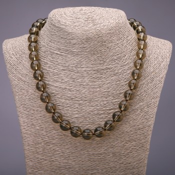 Natural Smoky Quartz (Faux) Necklace, Smooth Round Beads, Diameter 12(+-)mm, Length 46cm