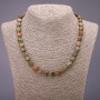 Natural Heliotrope (Bloodstone) Necklace, Tumbled, Diameter 8x10(+-)mm, Length 48cm