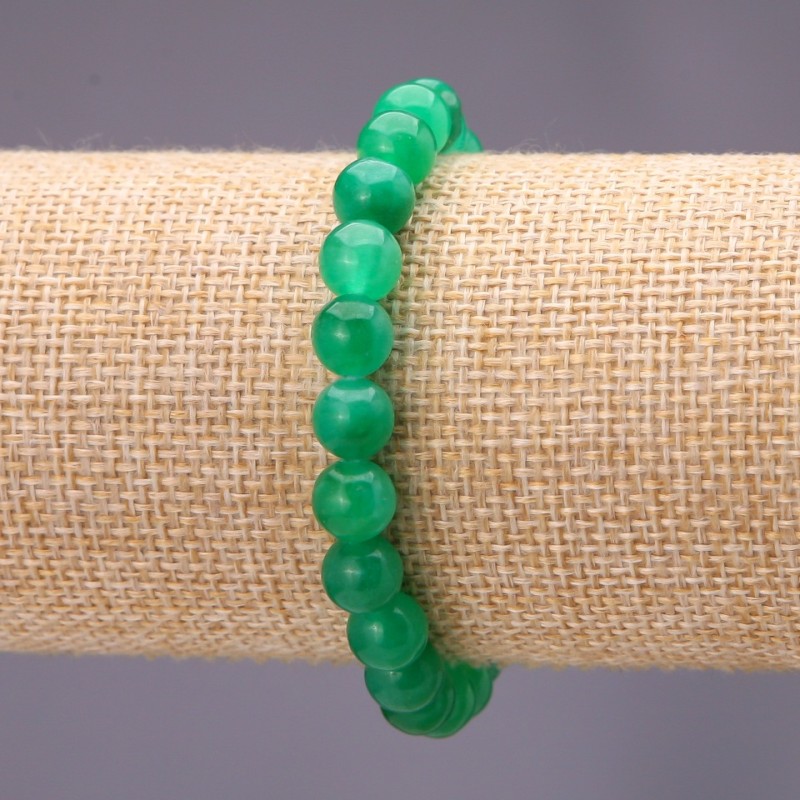 Natural Chrysoprase (Faux) Bracelet, Smooth Round Beads, Diameter 8(+-)mm, Elastic Band, 18cm Circumference