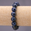 Natural Lapis Lazuli Bracelet, Smooth Round Beads, Diameter 12(+-)mm, Elastic Band, Length 18cm