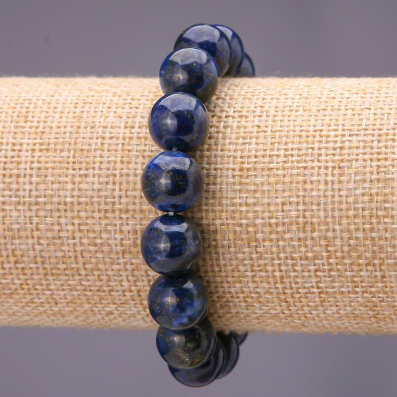 Natural Lapis Lazuli Bracelet, Smooth Round Beads, Diameter 12(+-)mm, Elastic Band, Length 18cm