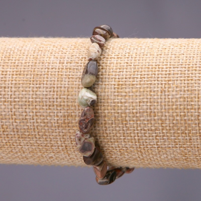 Natural Picasso Jasper Bracelet, Tumbled Stone, 6x8(+-)mm, Elastic Band, 18cm Circumference