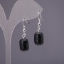Aventurine 'Cairo Night Blue Sand' Barrel Earrings, diameter 10x15mm
