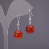 Carnelian Earrings, Smooth Round Bead, 12mm Diameter