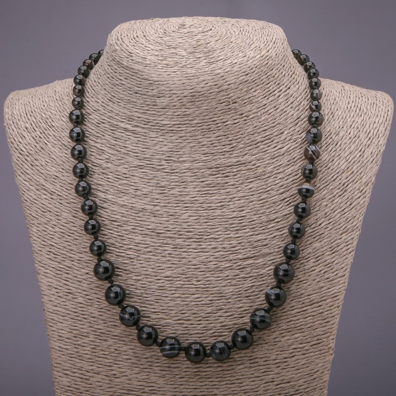 Natural Agate Stone Necklace, Graduated Smooth Beads, Diameter 6-10(+/-)mm, Length 50cm
