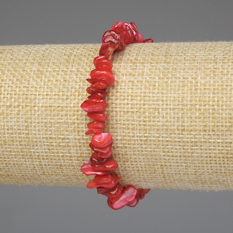 Tinted Mother-of-Pearl Bracelet on Elastic Cord, Chip Beads 7(+/-)mm, Length 18cm