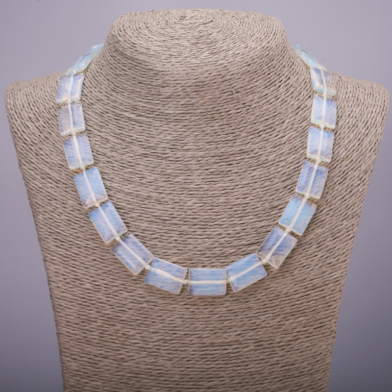 Moonstone Rectangle Necklace, diameter 13x18(+/-)mm, length 45cm