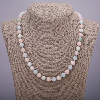 Natural Morganite Stone Necklace, Smooth Beads, Diameter 8(+/-)mm, Length 48cm