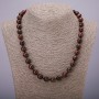 Bull's Eye Natural Stone Faceted Ball Necklace, diameter 10(+/-)mm, length 48cm