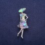 Sale! Madame Brooch with Abalone, Silver-Tone Metal 18x50mm