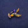 Sale! Hummingbird Brooch with Enamel and Rhinestones, Gold-Tone Metal 25x35mm