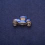 Car Brooch with Blue-Black Enamel and Rhinestones, Gold-Tone Metal 17x29mm