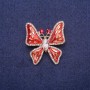 Sale! Butterfly Brooch with Enamel and Crystals, Gold-Tone Metal 32x35mm