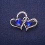 Sale! Heart Brooch with Crystal, Silver-Tone Metal 30x43mm
