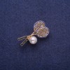 Tennis Rackets Brooch with Imitation Pearl, Gold-Tone Metal 18x33mm