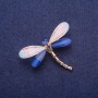 Dragonfly Brooch, White-Blue, Gold-Tone Metal 32x43mm