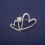 Clearance Heart Brooch with Crystal, Silver-Tone Metal 29x42mm