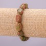Elastic Bracelet Heliotrope Jasper (Unakite) Tumbled, Diameter 8x14(+/-)mm, Length 18cm