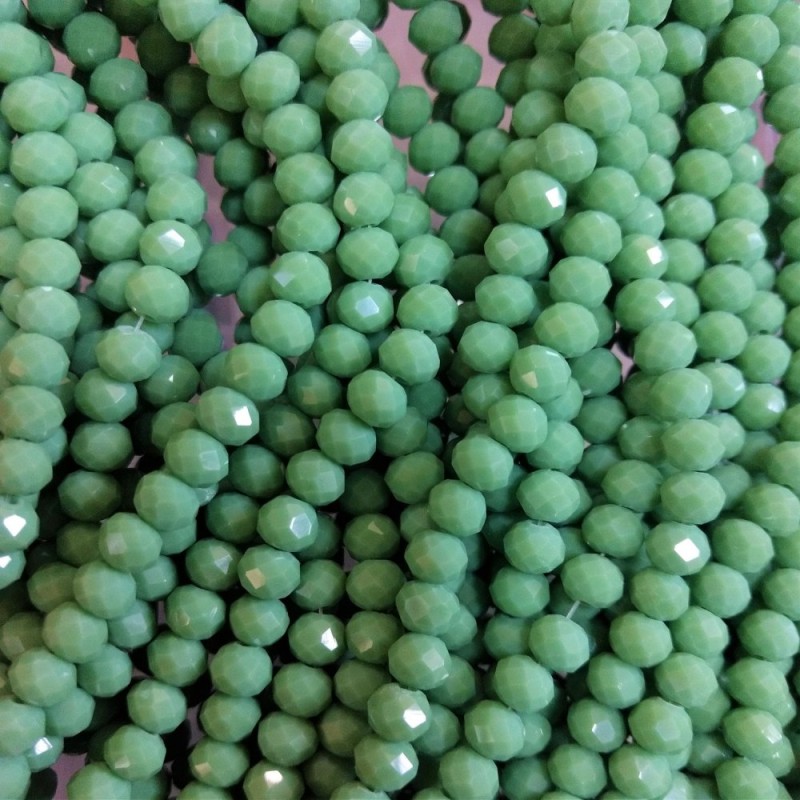 Czech Crystal Beads on Strand, 6mm Matte "Green Pea"