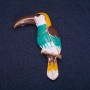 Sale! Toucan Brooch, Multicolor Enamel, Gold-Tone Metal 29x53mm