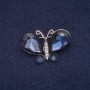 Butterfly Brooch with Crystals, Silver-Tone Metal 24x34mm