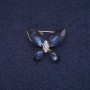 Butterfly Brooch with Crystals, Silver-Tone Metal 20x23mm