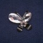Butterfly Brooch with Crystals, Silver-Tone Metal 32x32mm
