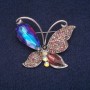 Sale! Butterfly Brooch with Crystals, Silver Metal 39x43mm