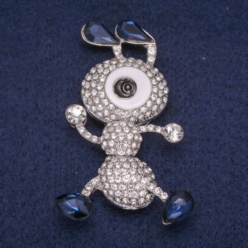 Ant Brooch with Rhinestones, Silver-Tone Metal 35x56mm
