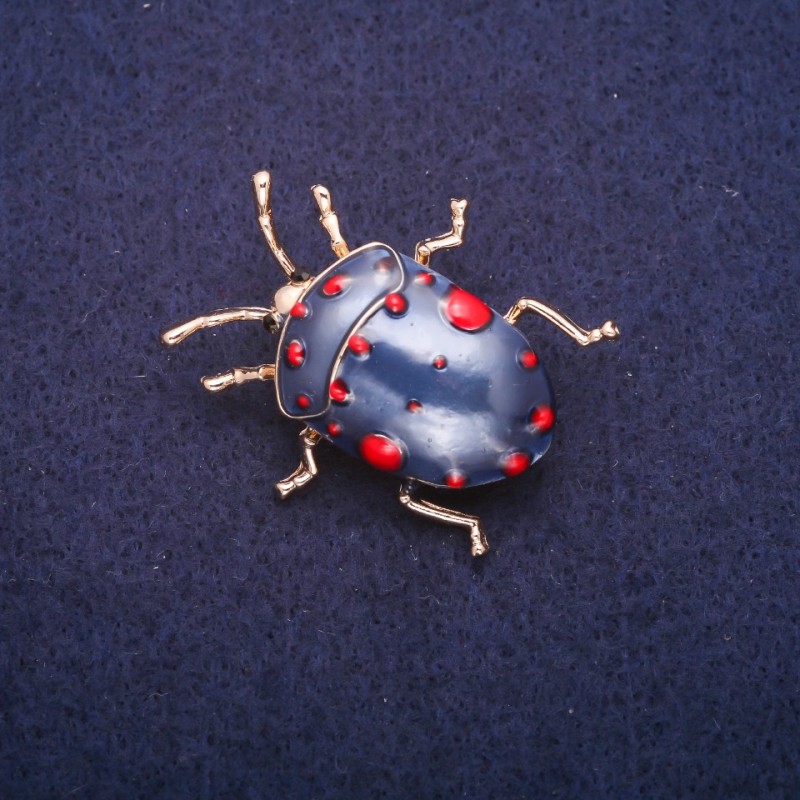 Sale! Beetle Brooch with Enamel, Gold-Tone Metal 31x35mm