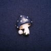 Sale! "Mushroom" Brooch, Blue Cap, 22x28mm, "Gold" Metal Color