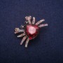 Sale! Crab Brooch with Raspberry Crystals, Gray Metal 27x37mm