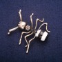 Sale! Ant Brooch with Enamel and Crystals, Gold-Tone Metal 44x45mm