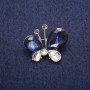 Butterfly Brooch with Crystals, Silver-Tone Metal, 26x31mm