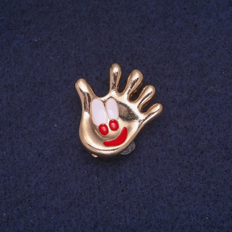 Palm Brooch with Enamel, Gold-Tone Metal 24x25mm
