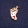 Foot Brooch with Enamel, Gold-Tone Metal 18x29mm