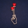 Sale! Symbol of Love Brooch, Red Enamel with White Rhinestones, Gold-Tone Metal 16x62mm
