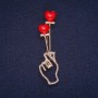 Sale! Symbol of Love Brooch, Red Enamel with White Rhinestones, Gold-Tone Metal 16x62mm