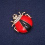 Sale! Ladybug Brooch with Enamel and White Rhinestones, Gold-Tone Metal 28x31mm