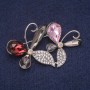 Sale! Little Flower Brooch with Crystals, Silver-Tone Metal 34x51mm