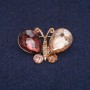 Butterfly Brooch with Burgundy and Champagne Crystals, Gold-Tone Metal 22x34mm